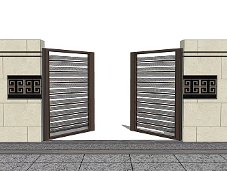 New Chinese style door double door 3d model