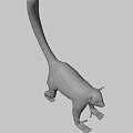 Gray Lemur With Black And White Striped Tail In Standing Posture 3d model
