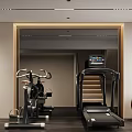 Home Gym Fitness Space With Treadmill Exercise Bike And Fitness Ball Equipment