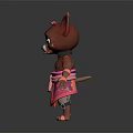 Cute Cartoon Chihuahua Character with Brown Fur Pink Decorative Sash and Shoes