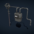 Gas meter day gas meter gas meter meter meter pipe water meter water pipe low face number low model simple model game video level super realistic 3d model