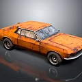 Rusty Orange Vintage Classic Car With Weathered Exterior And Old Body