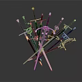 Various Types of Crossed Swords in Circular Display as Weapons