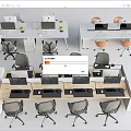 Modern Office Workspace Featuring Multiple Desks Computers And Ergonomic Office Chairs 3d model