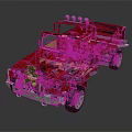 Red Vintage Off Road Convertible Car With Beige Seats And Roof Spotlights