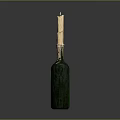 Five Green Wine Bottles And Glasses With Candles On Dark Reflective Background