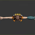 3D Character Model With Pigtails Orange Jumpsuit Blue Gloves And Outstretched Arms