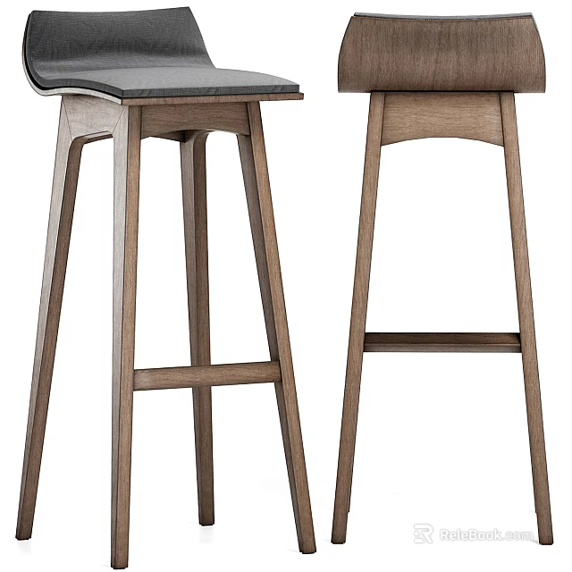 Modern Wooden Bar Stools With Comfortable Seats And Sleek Leg Design 3d model 