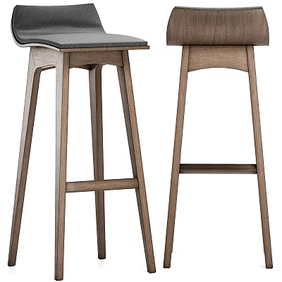 Modern Wooden Bar Stools With Comfortable Seats And Sleek Leg Design 3d model