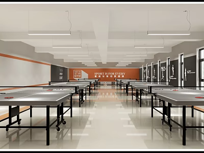 Modern table tennis room 3d model
