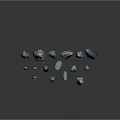 Blue Natural Stone Collection with Various Shapes Different Sizes and Glossy Texture on Gray Background