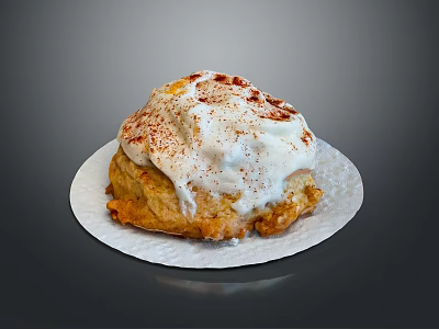Freshly Baked Cinnamon Roll With Cream Cheese Frosting And Cinnamon Sprinkles 3d model