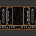 3D Technical Platform With Black Orange Grid Square Modules And Wiring