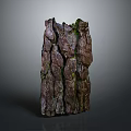 Natural Rock Scene Component With Brown Purple Surface Rough Texture And Green Moss