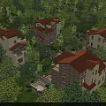 Scenic Detached Villas Surrounded By Lush Green Trees And Red Tiled Roofs