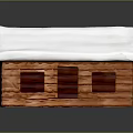 Cozy Log Cabin Building With Snow Covered Roof Featuring Wooden Windows And Door