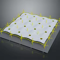Recreational Square Netted Trampoline Play Equipment With Yellow Frames And White Surface