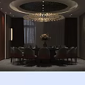 Modern KTV Room Interior With Sofa Coffee Table Chandelier And Blue Lighting