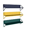 Set of Three Modern Wall Mounted Multi Colored Perforated Metal Storage Shelves