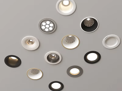 Various Styles of Modern Downlights and Spotlights for Home Interior Lighting 3d model