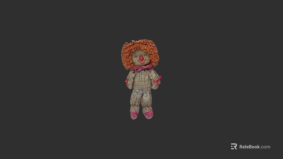 Game Movie Character With Red Curly Hair Red Bow Tie Plaid Outfit And Pink Shoes 3d model 