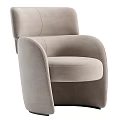 Brown Leather Accent Chair With Curved Arms And Ergonomic Backrest Design