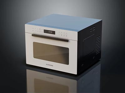 Sleek Samsung Kitchen Appliance With Blue Top Digital Display And Glass Door 3d model