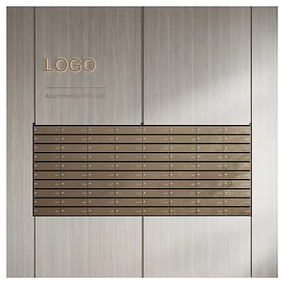Modern Public Mailboxes for Apartments With Numbered Compartments And Logo Design 3d model