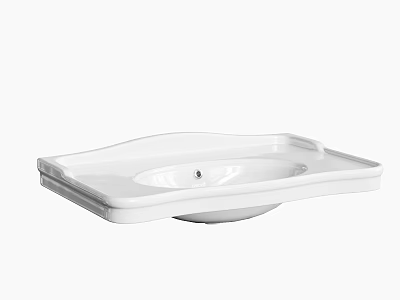 Sleek Modern White Ceramic Washbasin In Bathroom With Rectangular Shape And Smooth Surface 3d model