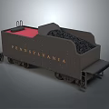 Vintage PENNSYLVANIA Railroad Car Loaded With Coal And Red Top Structure