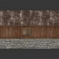 Rustic Residential House With Rusted Metal Roof And Stone Wooden Walls
