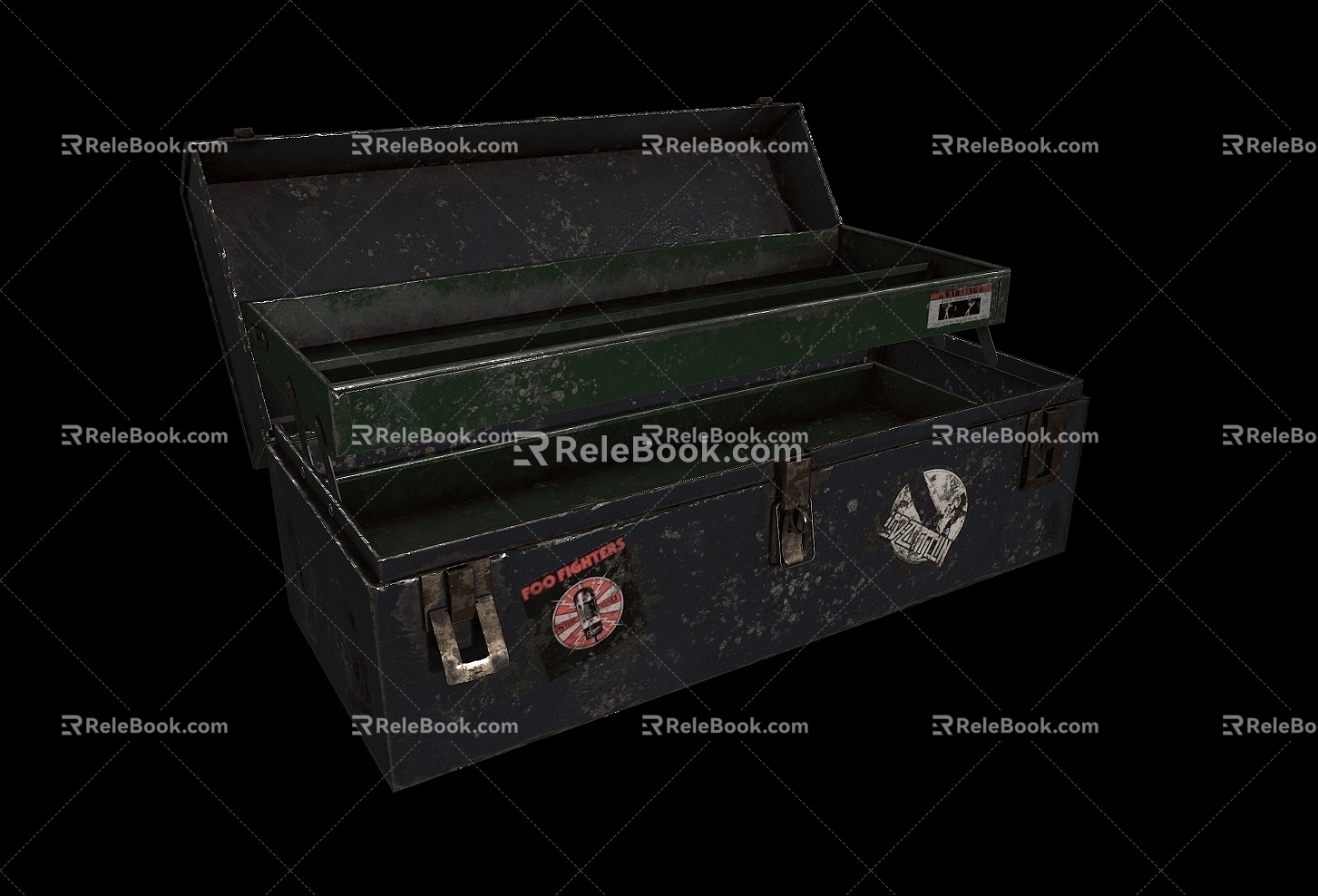 Green Iron Toolbox Paint Storage Box Scene Parts pbr Real Storage Cabinet 3d model