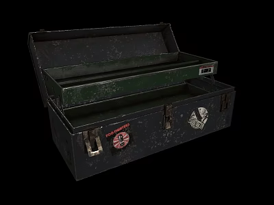 Green Iron Toolbox Paint Storage Box Scene Parts pbr Real Storage Cabinet 3d model
