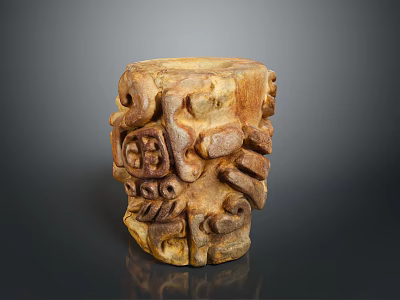 Detailed Intricate Carved Cylindrical Sculpture With Textured Surface And Artistic Patterns 3d model