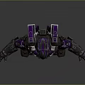 Full Body Armored Character In Mechanical Armor With Purple And Gray Details