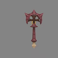 Ornate Red Weapon 3D Model With Star Shaped Top Cross Structure And Crystal Base 3d model