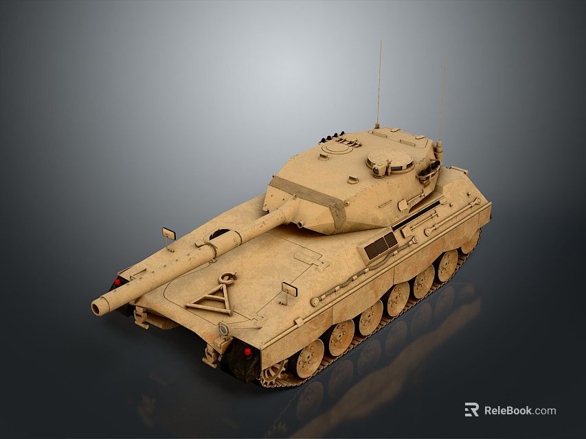 Desert Camouflage Modern Main Battle Tank With Turret Cannon Tracks And Antenna 3d model 