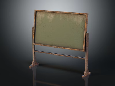 Vintage Wall Hanging Blackboard with Wooden Frame Green Surface and Metal Stand 3d model