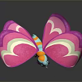 Animated Game Movie Character With Pink Wings White Patterns Blue Body And Orange Legs