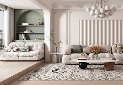 Cream Living Room French Living Room 3d model