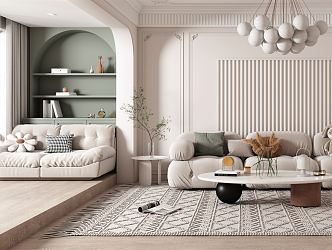 Cream Living Room French Living Room 3d model