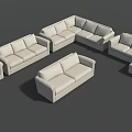 Modern White Casual Sofa Set With Multiple Sectional Pieces And Comfortable Seating Design 3d model