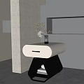 Modern White Black Bedside Table With Drawer Vase Plants And Shelf Books