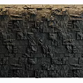 Elegant Modern Bedroom Accent Wall With Dark Gray Stone Textured Design