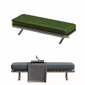 Stylish Upholstered Benches With Green And Blue Seats And Metal Frames