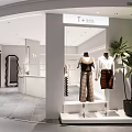 Modern Clothing Store Interior With Mannequins Clothing Racks Cashier Counter And Display Area