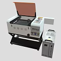 Industrial CO2 Laser Cutting Machine GJ145 Model With Open Lid Control Panel And Mobile Wheels