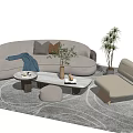 Quiet Sofa Tea Table Combination Sofa Coffee Table 3d model