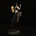 Gothic Character Figure With Long Black Hair Black Outfit Yellow Doll And Skull Details
