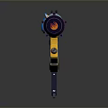 Colorful Futuristic Weapon With Yellow Blue Purple Mechanical Parts Grip And Barrel
